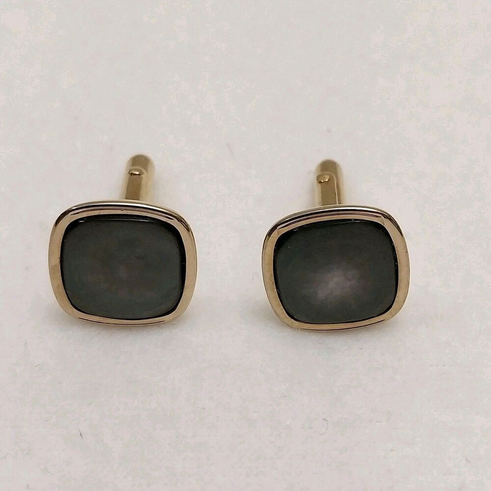 Vintage Swank Mother Of Pearl Cufflinks Gold Tone Jewelry #J220